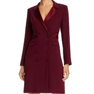 Paule Ka Burgundy Tuxedo Blazer Dress